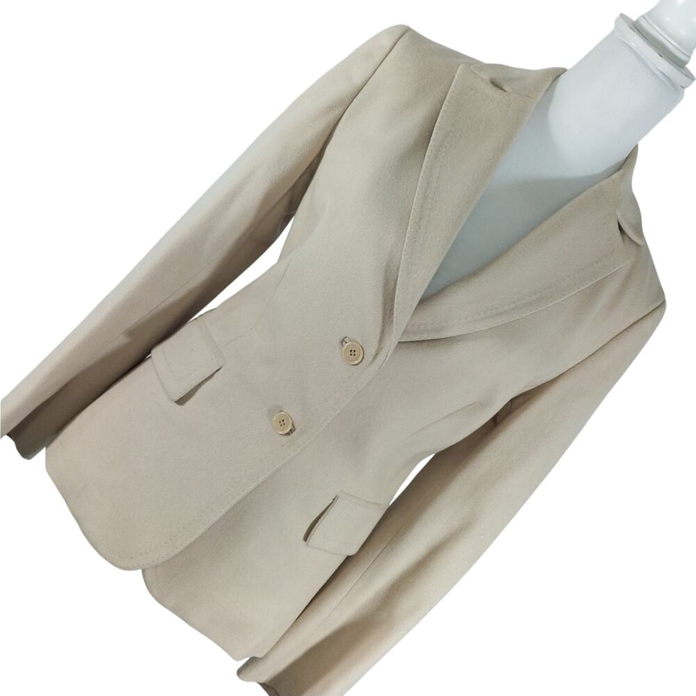 MNG! LUXE CREAM FINE WOOL BLEND STITCHED COLLAR, CUFFS BLAZER, JACKET! SZ M